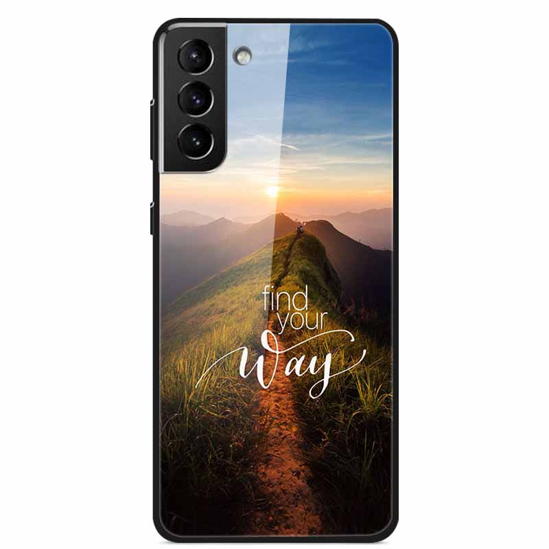 

Phone Cases for Samsung Galaxy S21 FE 5G Tempered Glass Hard PC Back Cover For Samsung S21 Plus S 21 Ultra 5G Case S21FE S21+ S21 FE 5G