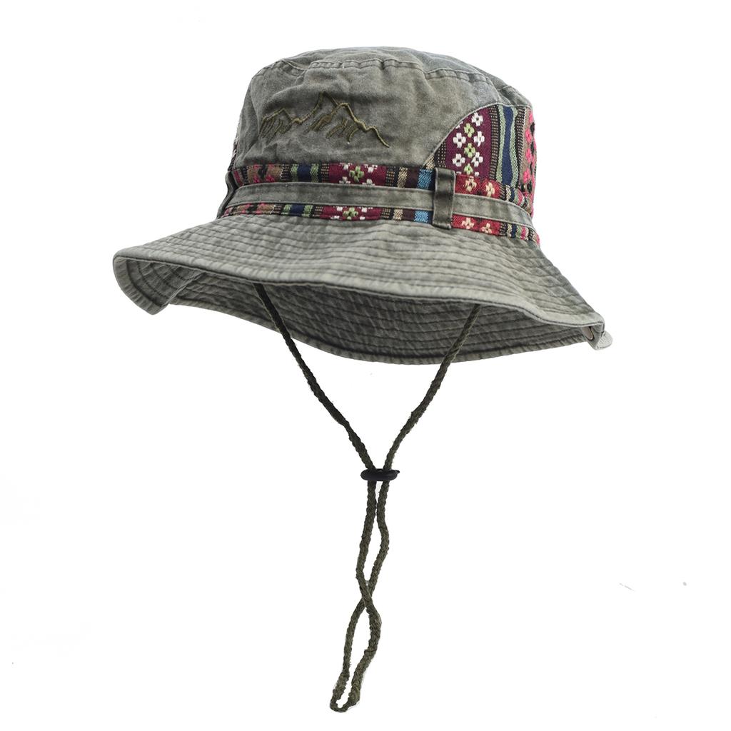 Outdoor Sun Hat Woman Bucket Hat Man Cotton Embroidered Vintage Beach Waterproof Fisherman Fishing Cap Summer Foldable Bob Man