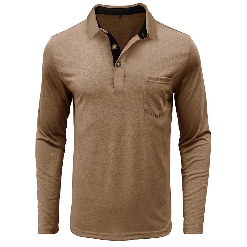 Men's European & American Long Sleeve Polo Shirt - Turn-Down Collar, Autumn/Winter Base Layer