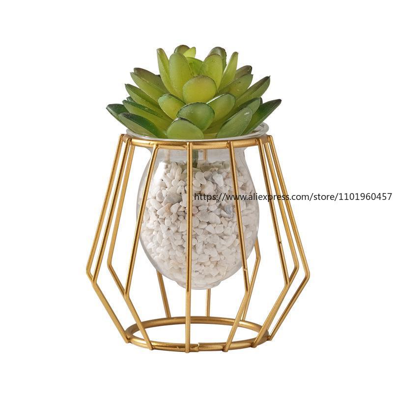 Light Luxury Home Decorative Hydroponic Vase for Office Desktop, Green Plant Container for Table Decoration
