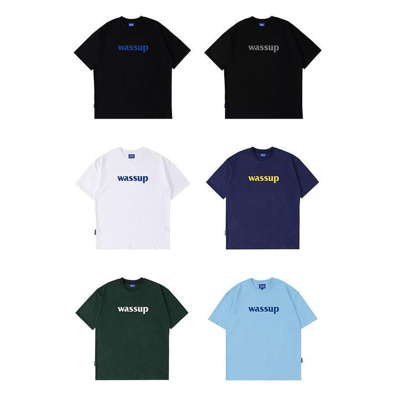 Wassup Heods Letter Logo Trendy Brand Short-Sleeved T-Shirt for Men and Women, Summer Loose and Versatile Tee, Couple's T-Shirt