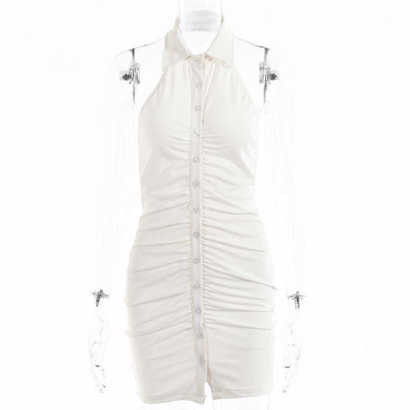 Европейские и американские женские весенне-летние однотонные платья — фото 10