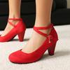 Large size  shoes summer new matte high heels buckle shallow mouth round head wedge heel single shoes  shoes