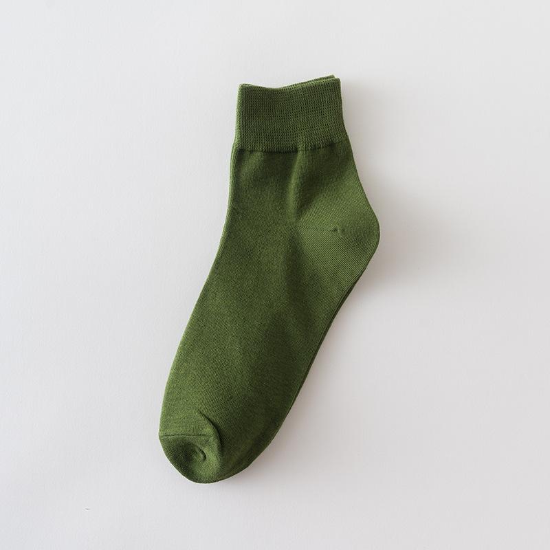 Korte Katoenen Sokken voor Dames, Ademende Effen Kleur College-stijl Katoenen Sokken