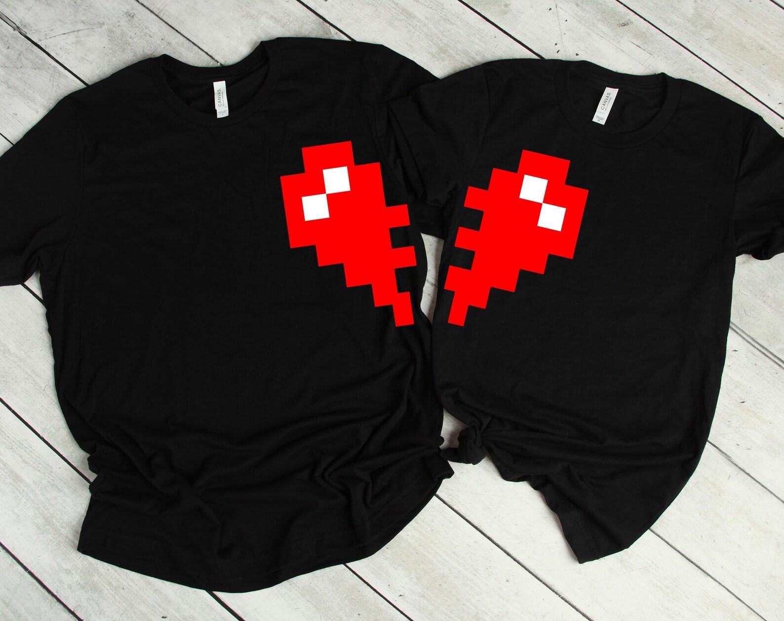 Pixel Heart Shirt, Couple Shirt, Gamer Couple Shirts, Funny Couples Shirts, Matching Shirts, Couple Gamer Gifts, Pixel Shirt 3XL