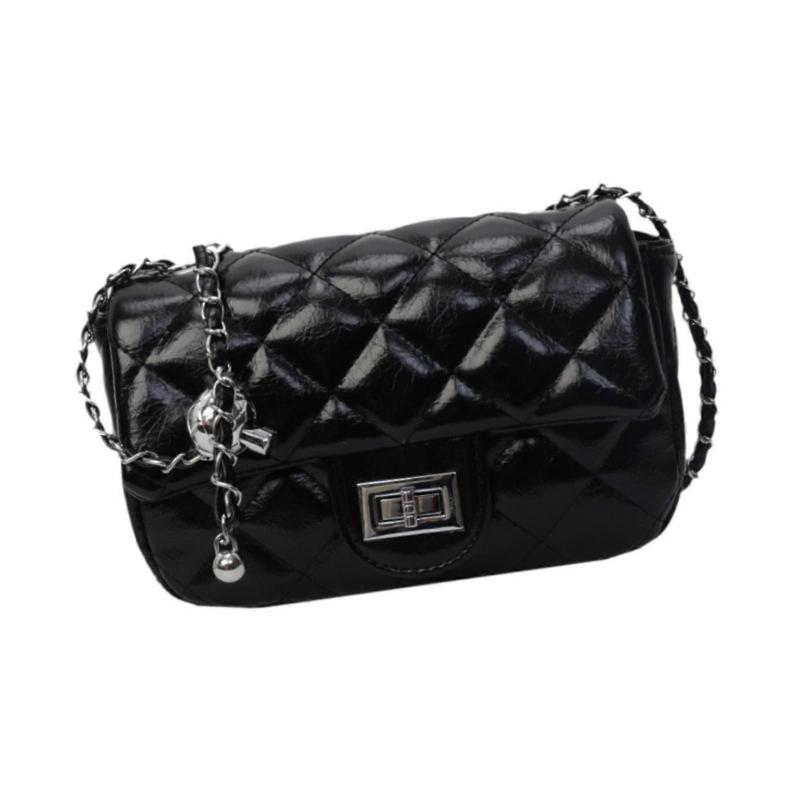 Womens Shoulder Bag Satchel Trendy Chain Bag for Dating Valentine's Day Gift Black