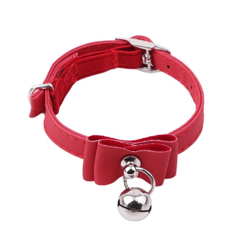 Pet Dog Cat Collar Fiber Adjustable Collars with Bells Bow Tie Necklace