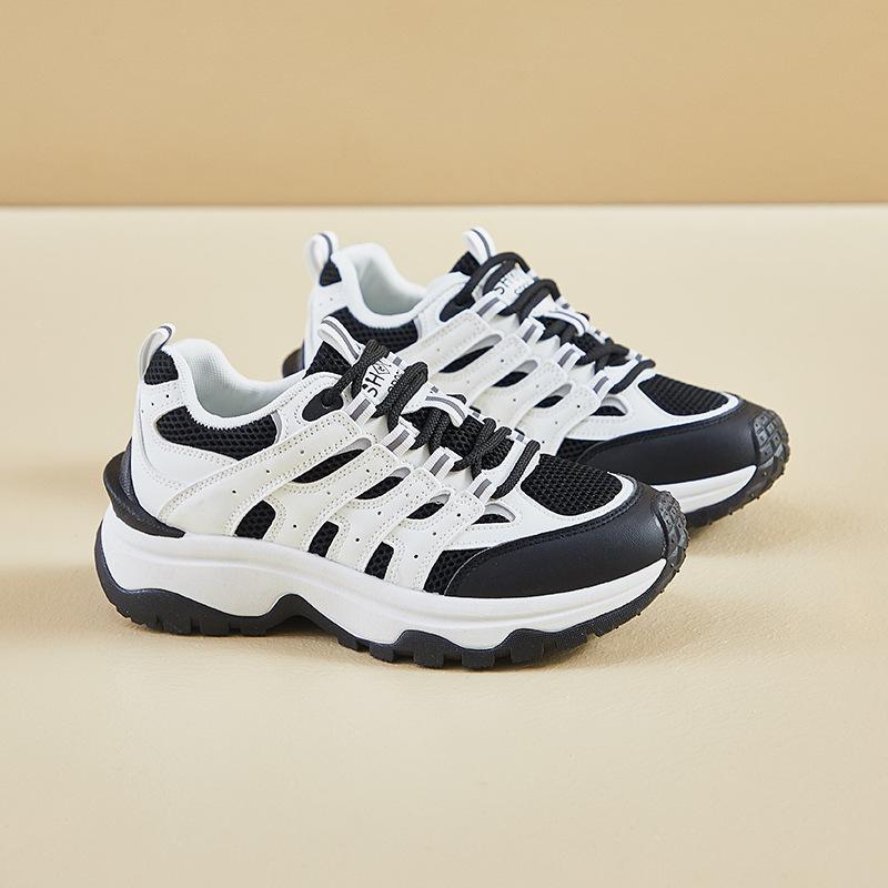 

Кроссовки женские на толстой подошве со шнуровкой, сетчатой платформой, для ходьбы, теннисные туфли, кроссовки для папы, женские нескользящие, удобные, повседневные, для тренировок, бега 40