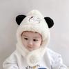 Winter Baby Scarf Hat One Piece Cute Cartoon Kids Plush Ear Protection Cap Boys Girls Warm Headgear Children Hooded Beanies