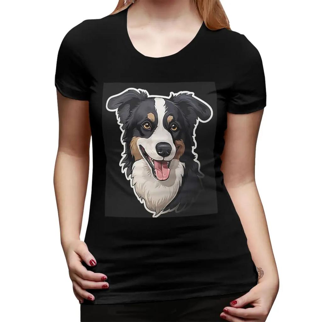 Border Collie TShirt for Women Crew Neck Streetwear T Shirts Womens Tees Short Summer Clothes Tops
