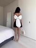 European & American Style Black & White Asymmetrical Bow Dress - Trending INS Influencer Fashion for Women