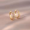 Light Rain~18K Gold-Plated S925 Sterling Silver Zircon Round Earrings In Golden Color for Women