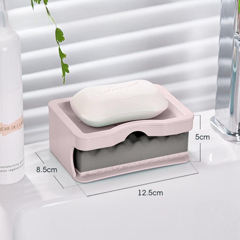 Thickened Plastic Drain Soap Box with Sponge Double Layer Simple Soap Holder Bathroom Soap Box Soap Box