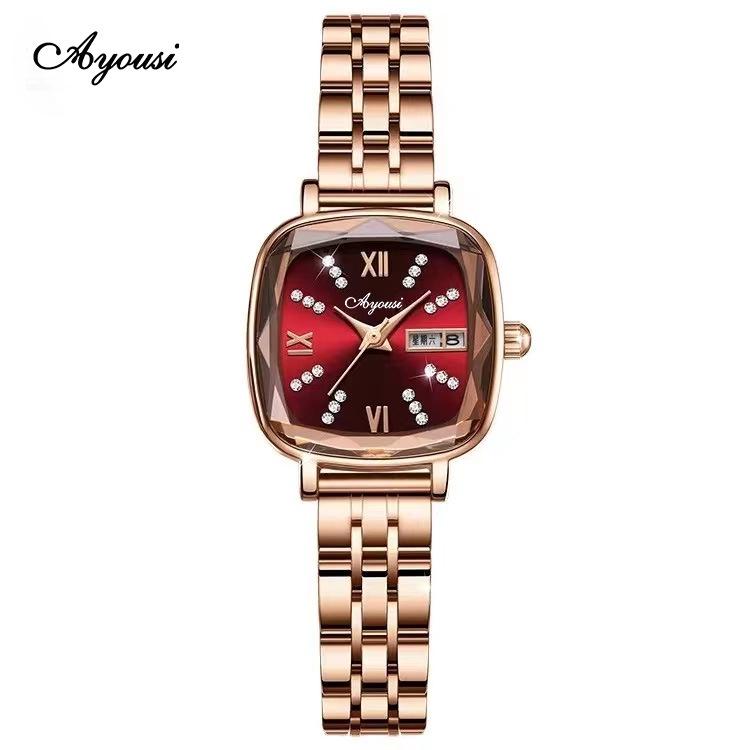 

Женские ретро часы ORUSS с зеленым квадратным циферблатом - Модные наручные часы класса люкс