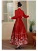 2024 Autumn/Winter Red Horseface Skirt Cheongsam Bridal Toasting Dress - Chinese Style Wedding & Engagement Outfit for Women