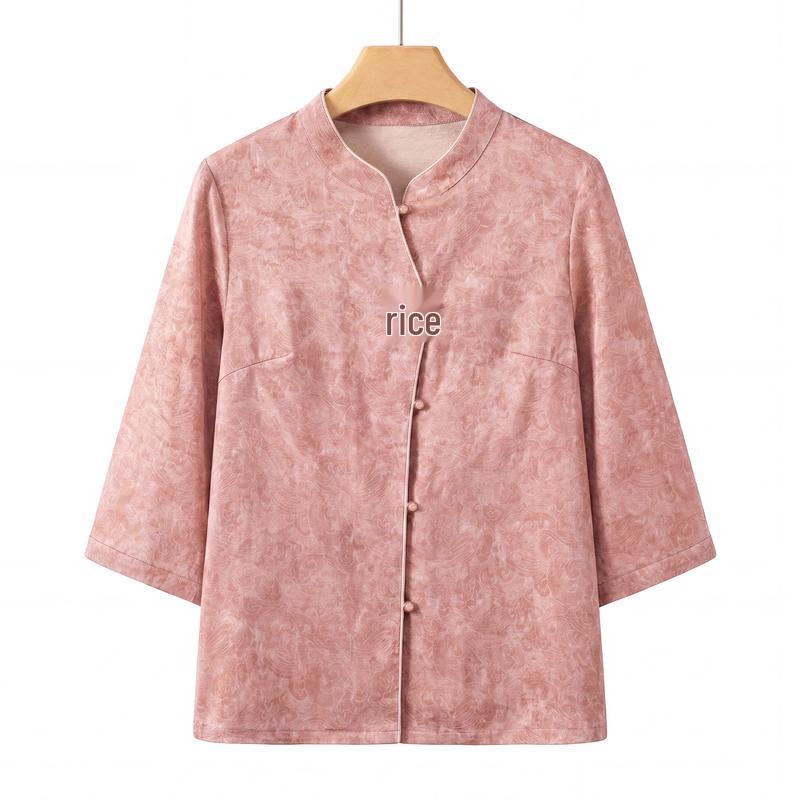 Yu Zhaolin New Chinese Style Stand Collar Summer Shirt 2XL