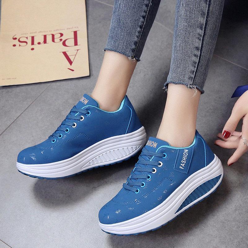 Women Runing Shoes 2025 New Autumn Fashion Women Sneakers Platform Rocking Shoes Women's Comfortable Wedge Casual Shoes WSH3293