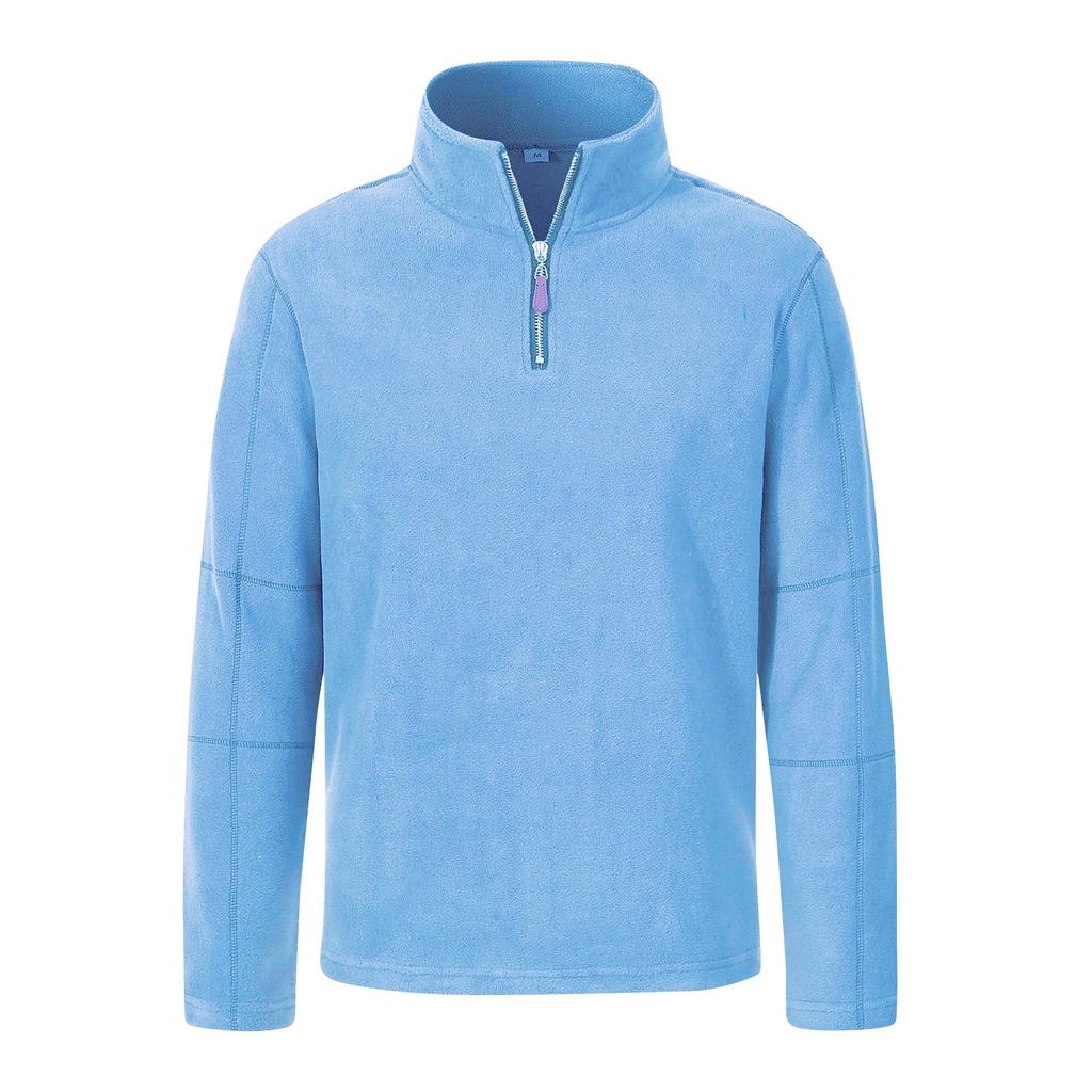 Men's Winter Solid Color Fleece Sweatshirt Men's Casual Half Zipper Stand Collar Sweatshirt