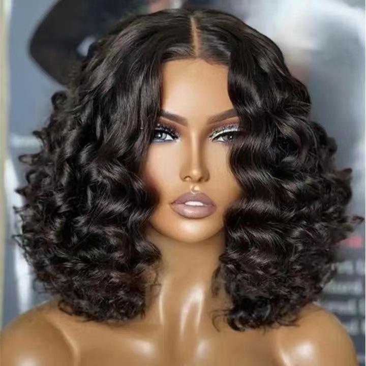 Women's Short Curly Wig - High-Temp Silk Fiber, Small Wave Style