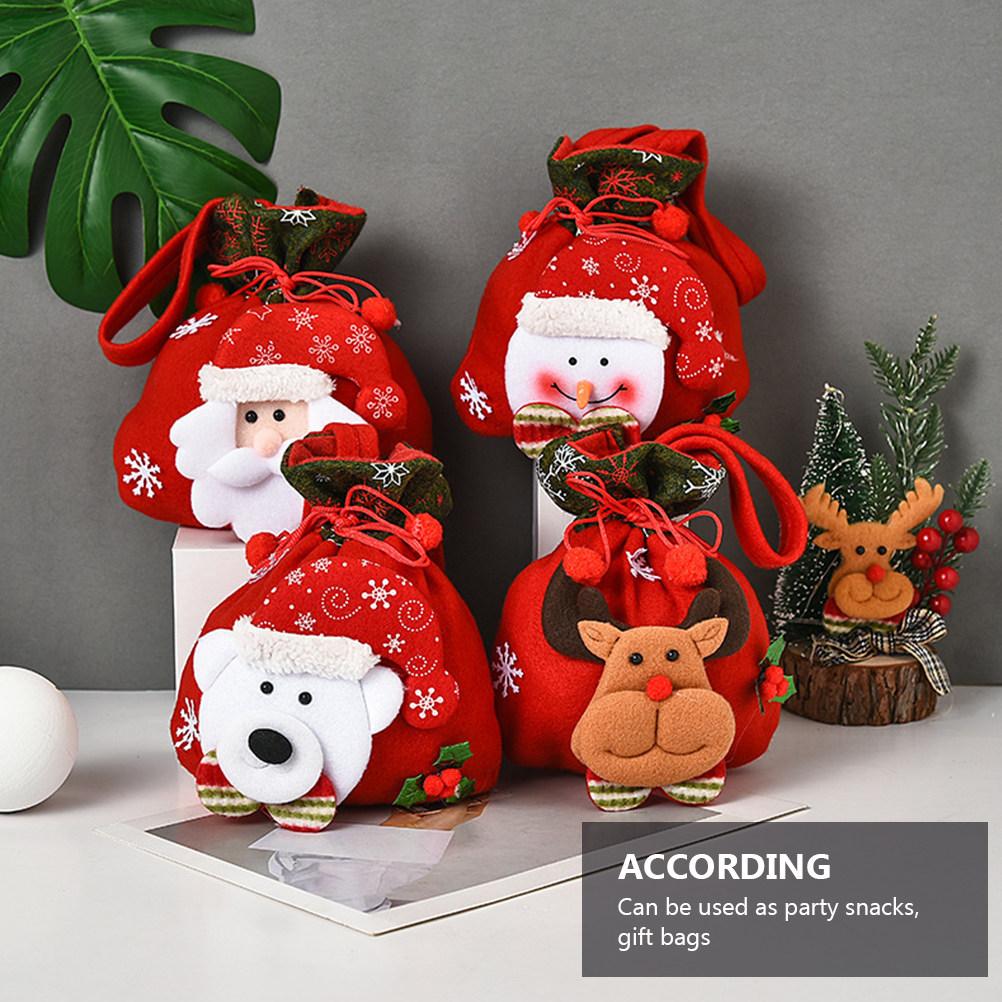 3Pcs Christmas Candy Bags Drawstring Gift Pouches Holiday Party Storage Wrapping Treat Bags Candy Pouch Storage Pouch