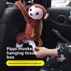 Creative Pippi Monkey Tissue Box Auto Supplies Tissue Pumping Hanging Car Seat Back Pumping Cartoon Cute