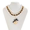3pcs/set Fashion Jewelry Multilayer Imitation Pearl Beaded Necklace Punk Big Love Heart Pendant Chain Grunge Necklace Set
