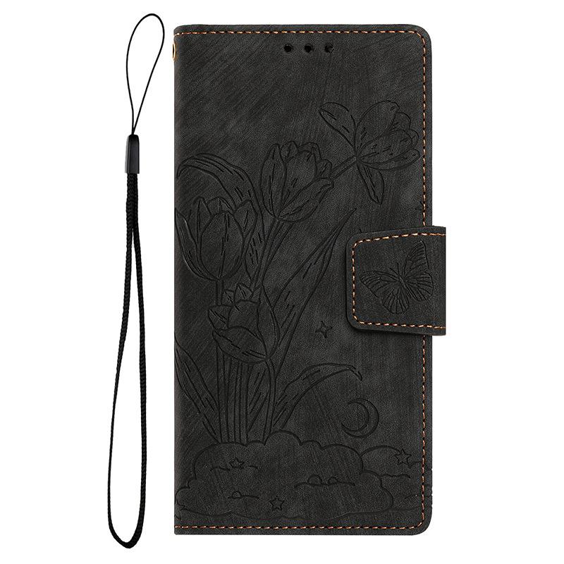 Applicable GalaxyS25EdgeS24FE23 Anti-drop Embossed Mobile Phone Leather Case Samsung S26ULTRA Wallet Protection