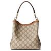 Gucci GG Emblem Removable Adjustable Shoulder Strap Bucket Bag Women Handbags Beige Dark-Brown 815118-FAD6L-9758