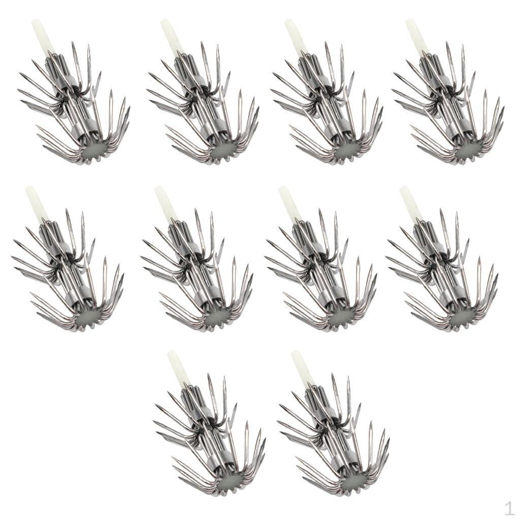 10pcs Stainless Steel Squid Jig Hooks Sea Fishing Fishhooks - 040 025