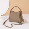 Basket Genuine Leather Bucket Bag Women's Handbag Western Niche Crossbody Bag Top Layer Cowhide Bag for Women