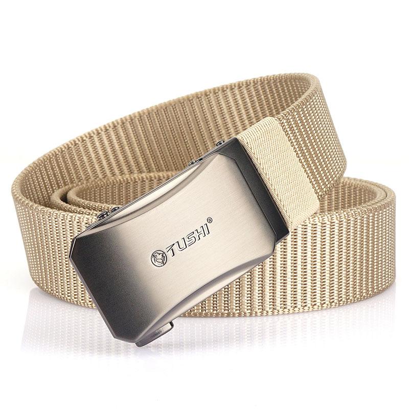 New Men'S Commuting Belt With Automatic Buckle Nylon Waistband, Outdoor Leisure Versatile Double-Layer Thick Belt