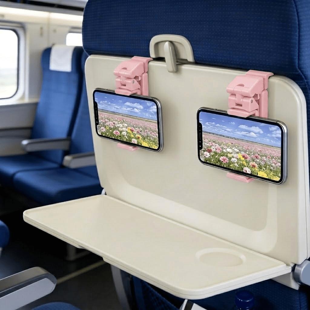 Foldable Airplane Phone Holder, Adjustable & Rotatable Portable Stand for Flight, Train and Desk Use