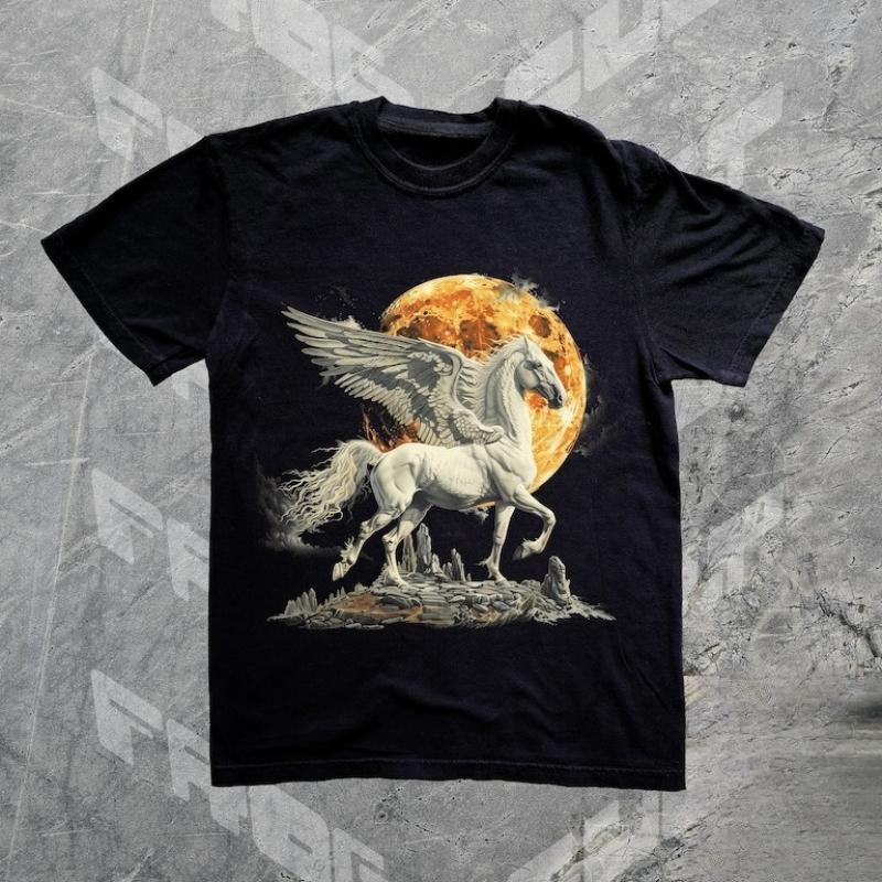 90s Vintage Unicorn Retro Pegasus TShirt Greek Mythology Graphic Tee 80s Metal Art Grimdark Horse Lover Unisex Shortsleev S