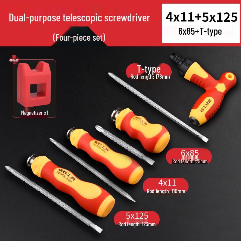 Phillips och Spårskruv Tvåvägs Teleskopisk Spärrskruvmejselsats med Starka Magnetiska Spetsar för Hushållsbruk