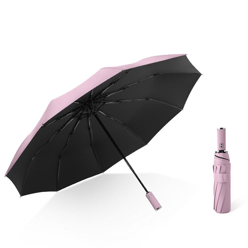 Protable Windproof Automatic Umbrella 12-bone Sunny and Rainy Dual Use 3 Folding Umbrella Vinyl Sun Shade UV Protection Parasol