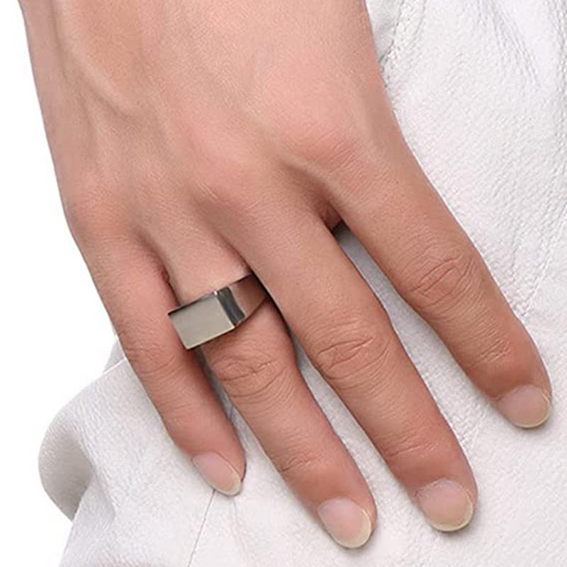 Europäischer & Amerikanischer 2024 Titanstahl Rechteck Siegelring für Herren - Trendiger Einzelner Zeigefinger Hip Hop Stil.