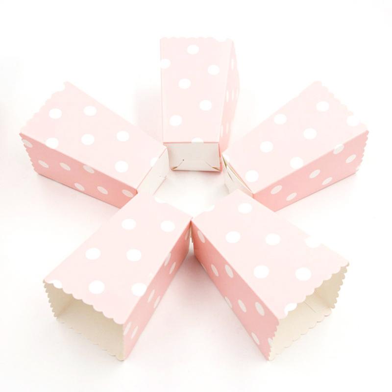 

12 шт. розовых полосатых волнистых бумажных коробок для попкорна, сумка для украшения дня рождения, рождественских принадлежностей для вечеринки по случаю рождения ребенка 7x7x12cm