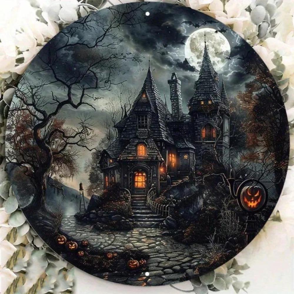 Halloween Haunted House Metal Tin Sign Wall Art Decor