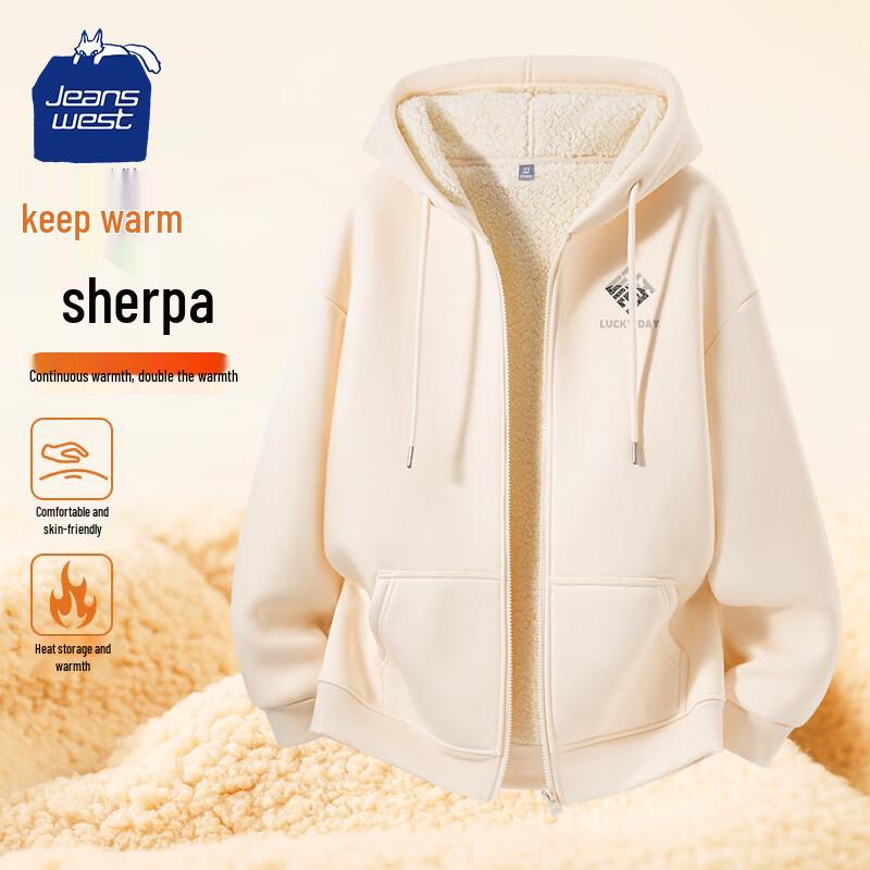 JEANSWEST CLUB Men's Fleece-Lined Zipper Hoodie