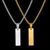 Atoztide Personalized Engrave Name Necklace Stainless Steel for Women Men Rectangle Link Chain Square Pendant Jewelry Gift
