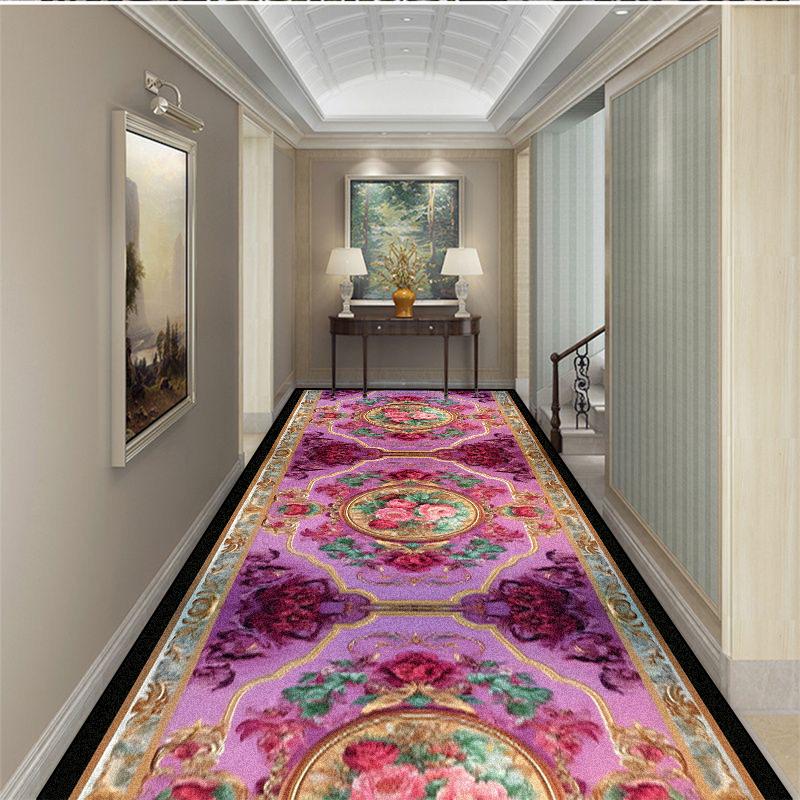 Luxuriöser langer Flurteppich Rutschfest Treppenhaus Flur Europäische Dekoration Läuferteppich Waschbar Gang Küchenmatte Anpassbar