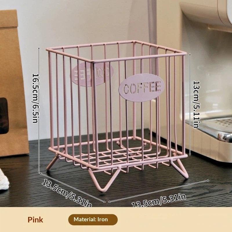 M-Iron Coffee Pod Holder Large Capacity Coffee Capsule Holder Coffee Creamer Container Square Shape Pod Storage Cup