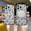 Sketch sweet rose mobile phone case iPhone15 magnetic transparent Apple 17promax anti-drop protective case 16