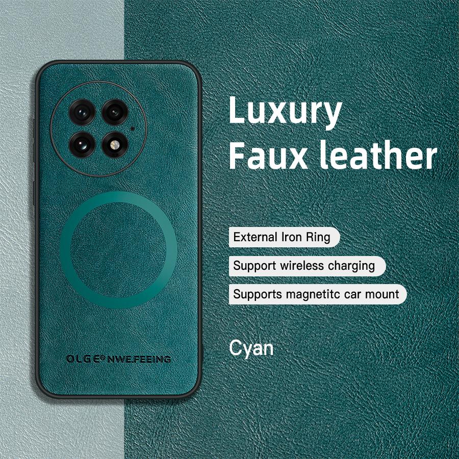 Classic Leather Wireless Charging For Magsafe Magnetic Case For OnePlus 13 OnePlus13 5G Soft Back Cover