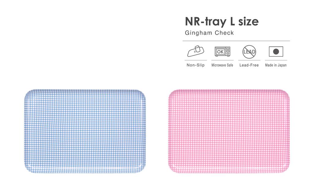 NR Tray L 39cm Check Blue Microwave Safe Serving Tray Stylish Cute Plastic Tray Kitchen Placemat Serving Commercial Cafe Made in Japan TATSU-CRAFT
