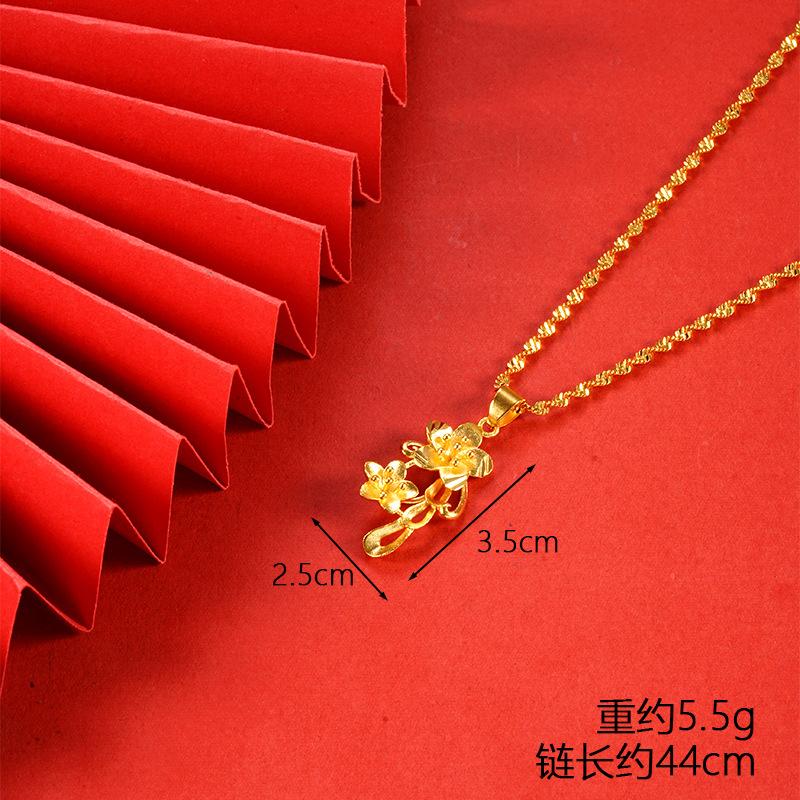 Vietnamese gold-plated necklace for women, long-lasting color, vintage heart-shaped imitation gold jewelry, copper alloy accessory, new clavicle