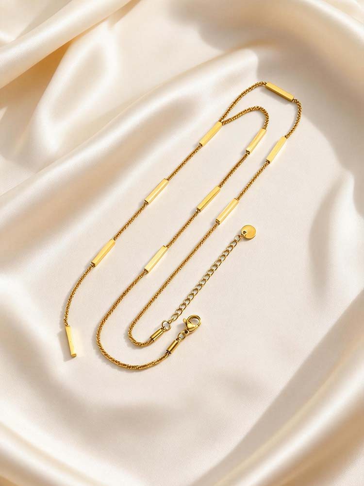 Elegant Long Chain Y Shape Necklace for Women Stainless Steel Rectangular Bar Drop  Necklaces Aesthetics Choker Jewelry Gift