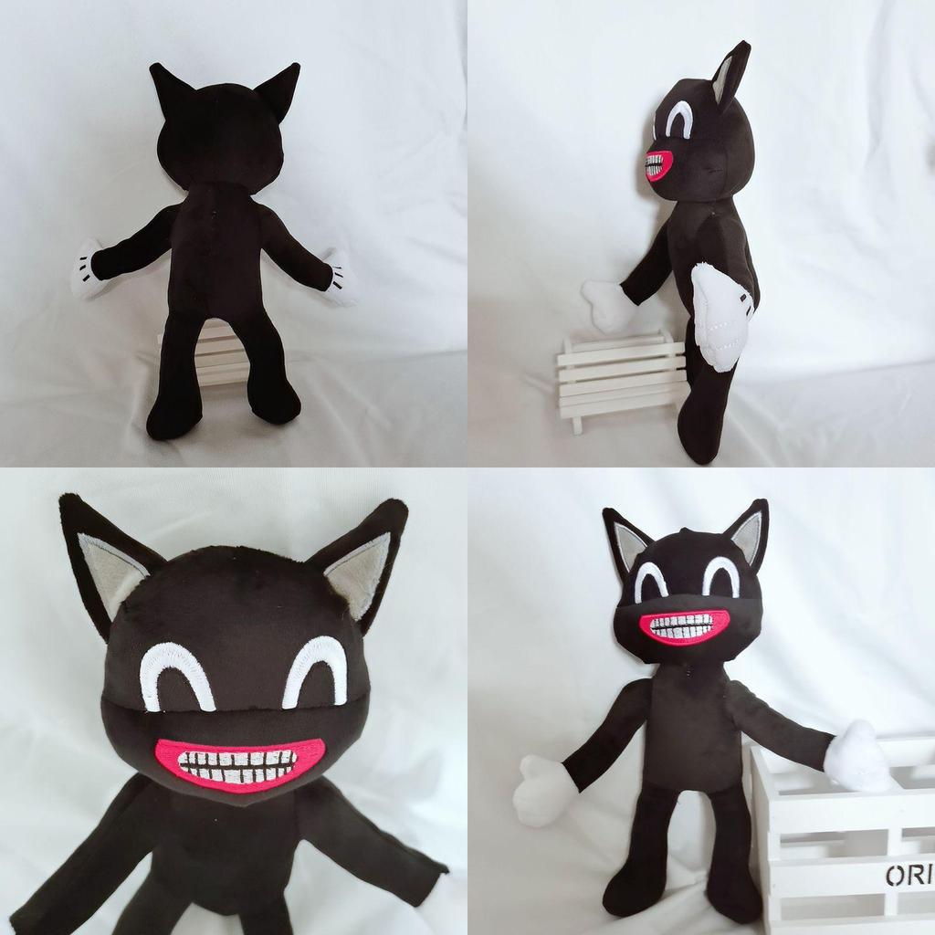 Adorable Black Cartoon Cat Plush Toy Stuffed Doll Perfect For Halloween Decorations