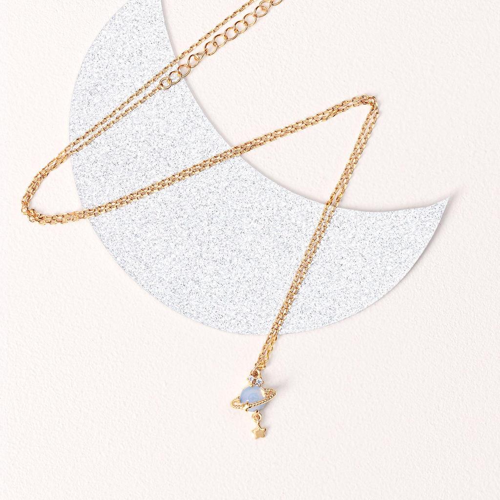 Women's Saturn Ring Pendant Clavicle Necklace - Planet & Cross-border Style