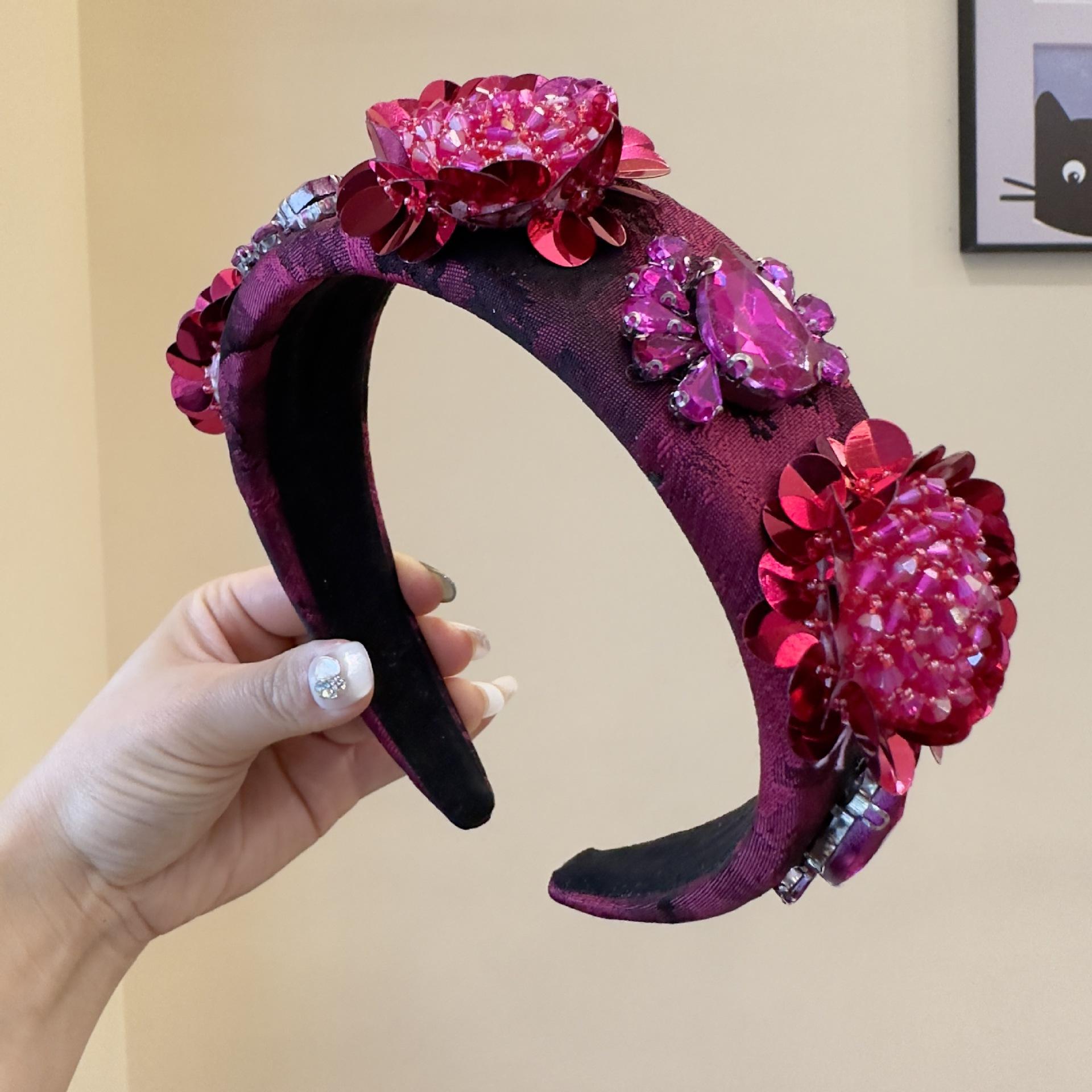 

Стразы Кристаллы Бриллианты Ободки для Волос для Женщин Модные Ручной Работы Широкие Обручи для Волос Бисер Блестящая Повязка на Голову Аксессуары для Волос